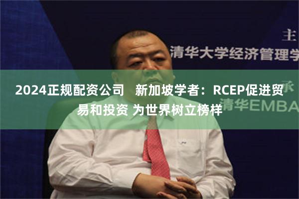 2024正规配资公司   新加坡学者：RCEP促进贸易和投资 为世界树立榜样