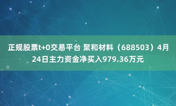 正规股票t+0交易平台 聚和材料（688503）4月24日主力资金净买入979.36万元