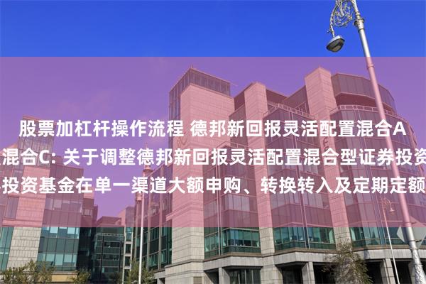 股票加杠杆操作流程 德邦新回报灵活配置混合A,德邦新回报灵活配置混合C: 关于调整德邦新回报灵活配置混合型证券投资基金在单一渠道大额申购、转换转入及定期定额投资业务限制金额的公告
